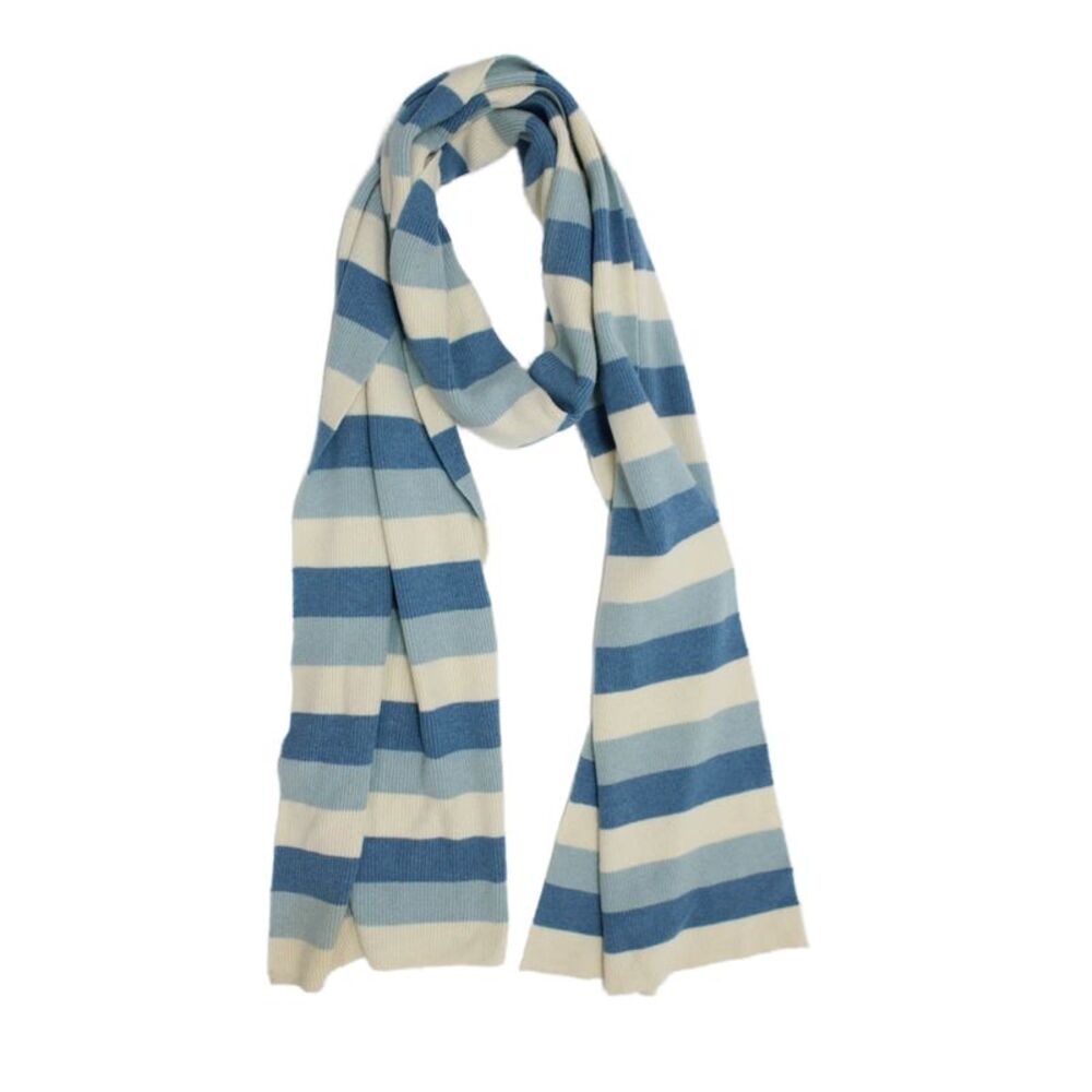 KORS Michael Kors Womens Wool Blend Striped Scarf Blue Size 92X15"
